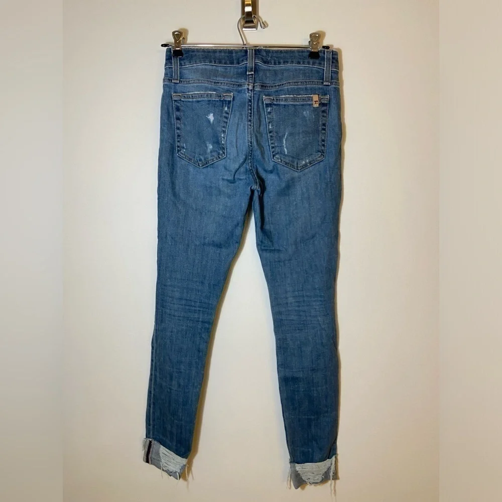 Joe's Women's Distressed Icon Rhea Mid Rise Skinny Cuff Crop Jeans SZ 24
